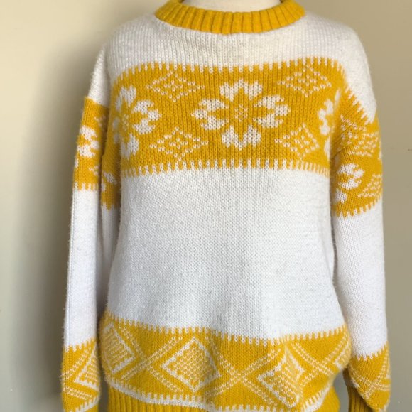 Mustard and White Nordic Sweater - Picture 1 of 6